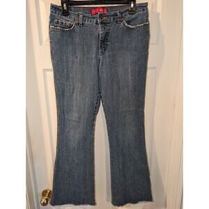 Glo Jeans Womens Size 11 Long 32x27 Bootcut Mid Rise Blue Embroidered Stretch